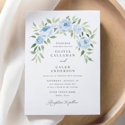 Invitation Élégant Rustique Dusty Blue Arch Mariage