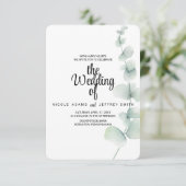 Invitation Elégant Rustique Eucalyptus Feuille Mariage de ver (Debout devant)