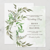 Invitation Elégant Rustique Eucalyptus Feuille Mariage de ver (Devant / Derrière)