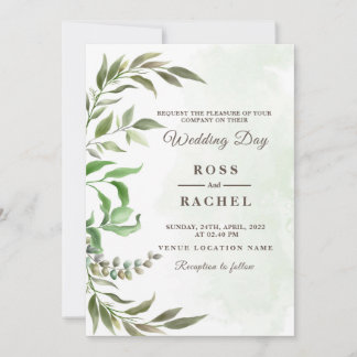 Invitation Elégant Rustique Eucalyptus Feuille Mariage de ver