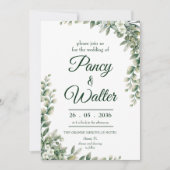 Invitation Elégant Rustique Eucalyptus Feuille Mariage de ver (Devant)