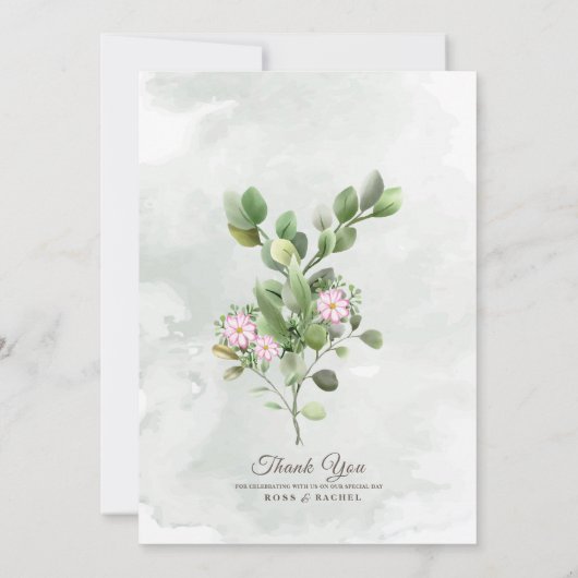 Invitation Elégant Rustique Eucalyptus Feuille Mariage de ver (Dos)