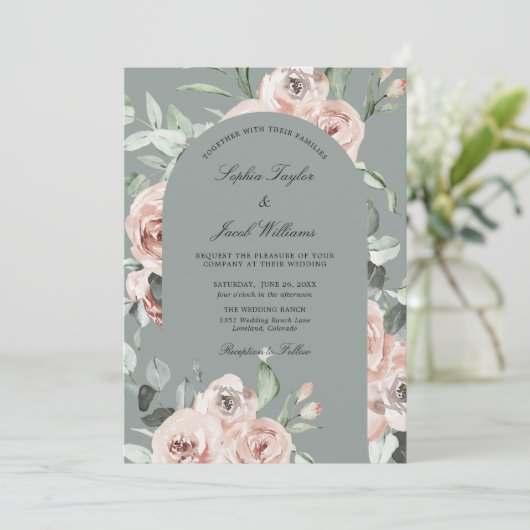 Invitation Elégant Rustique Eucalyptus Feuille Mariage de ver (Debout devant)