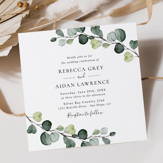 Invitation Elégant Rustique Eucalyptus Feuille Mariage de ver