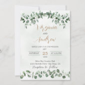 Invitation Elégant Rustique Eucalyptus Feuille Mariage de ver (Devant)