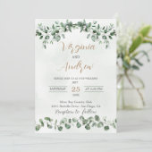 Invitation Elégant Rustique Eucalyptus Feuille Mariage de ver (Debout devant)