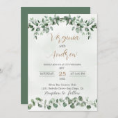 Invitation Elégant Rustique Eucalyptus Feuille Mariage de ver (Devant / Derrière)