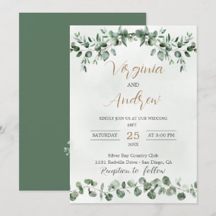 Invitation Elégant Rustique Eucalyptus Feuille Mariage de ver