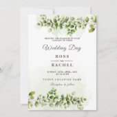 Invitation Elégant Rustique Eucalyptus Feuille Mariage de ver (Devant)