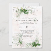 Invitation Élégant Rustique Eucalyptus Feuille Mariage rose (Devant)