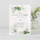 Invitation Élégant Rustique Eucalyptus Feuille Mariage rose (Debout devant)