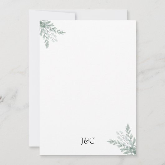 Invitation Elégant Rustique Eucalyptus Feuille verdure (Dos)