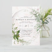 Invitation Elégant Rustique Eucalyptus Feuilles Mariage rose  (Debout devant)