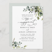 Invitation Elégant Rustique Eucalyptus Fiançailles de verdure (Devant / Derrière)
