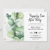 Invitation Elégant Rustique Eucalyptus Heureux Jamais Après L (Devant)