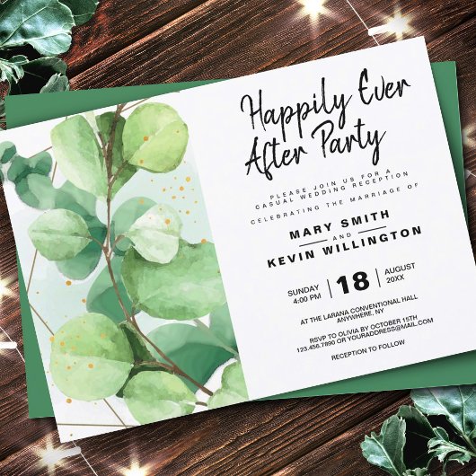 Invitation Elégant Rustique Eucalyptus Heureux Jamais Après L