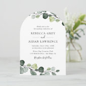 Invitation Elégant Rustique Eucalyptus Mariage d'arc de verdu (Debout devant)