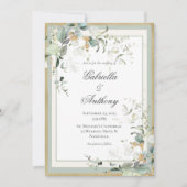 Invitation Elégant Rustique Eucalyptus Sage Mariage or (Devant)