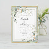 Invitation Elégant Rustique Eucalyptus Sage Mariage or (Debout devant)