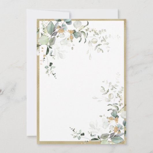 Invitation Elégant Rustique Eucalyptus Sage Mariage or (Dos)