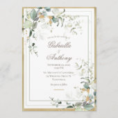 Invitation Elégant Rustique Eucalyptus Verdure Mariage Or (Devant)
