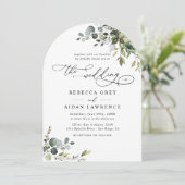 Invitation Elégant Rustique Eucalyptus Vert Mariage Arché (Debout devant)