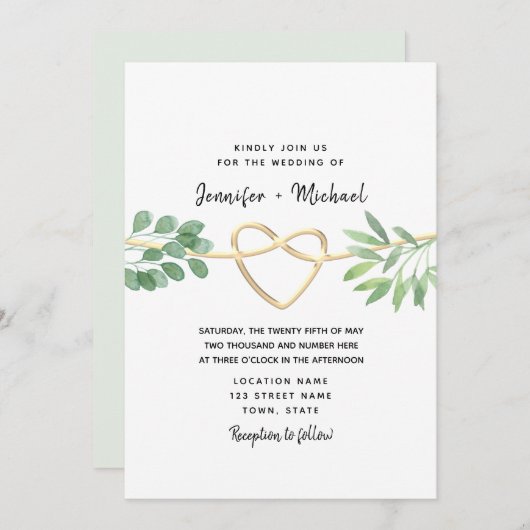 Invitation Elégant Rustique Eucalyptus Vert Mariage Invitat (Devant / Derrière)