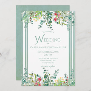 Invitation Elégant Rustique Eucalyptus Watercolor Mariage Inv