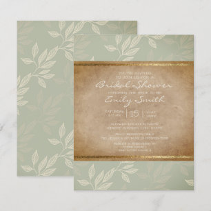 Invitation Élégant Rustique Fête de Mariage aux Feuilles Vert