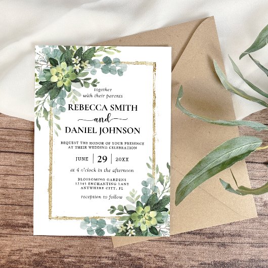 Invitation Élégant Rustique Feuilles de Eucalyptus Verdure Ma