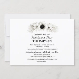 Invitation Élégant Rustique Fleurs Noires et Blanches Faire-P