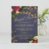 Invitation Elégant rustique floral marine bordeaux nuptiale d (Debout devant)
