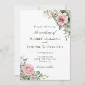 Invitation Élégant Rustique Floral Roses Rose Mariage Botaniq (Devant)
