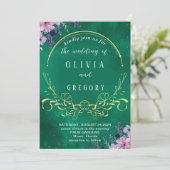 Invitation Élégant Rustique Floral & Royal Green Mariage (Debout devant)