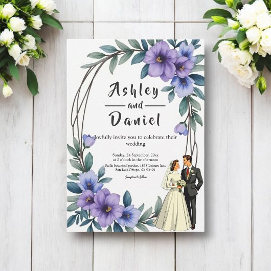 Invitation Élégant Rustique Floral Wreath Bride Mariage de ch