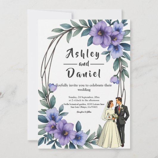 Invitation Élégant Rustique Floral Wreath Bride Mariage de ch (Devant)