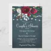Invitation Elégant rustique hiver fleurie couples de la marin (Devant)