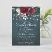 Invitation Elégant rustique hiver fleurie couples de la marin (Debout devant)