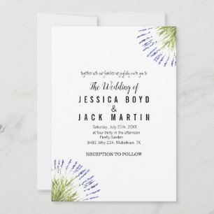 Invitation Élégant Rustique Lavande herbe Verdure Mariage