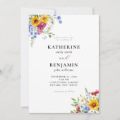 Invitation Élégant Rustique Mariage Floral Été (Devant)