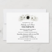 Invitation Élégant Rustique Mariage Floral Noir et Blanc Aprè (Devant)