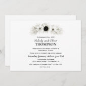 Invitation Élégant Rustique Mariage Floral Noir et Blanc Aprè (Devant / Derrière)