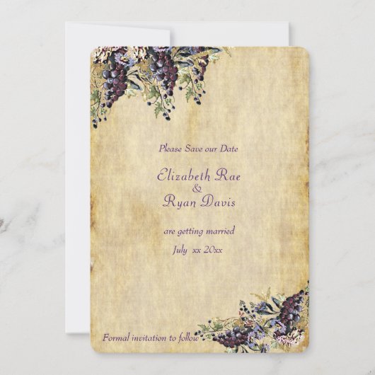 Invitation Élégant, rustique, Mariage viticole (Devant)