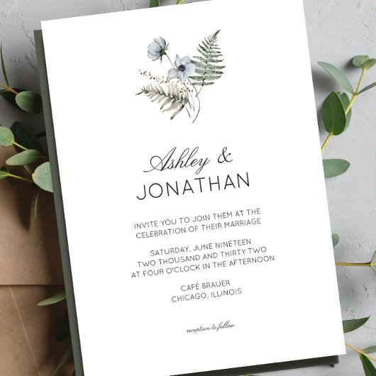 Invitation Élégant Rustique moderne Mariage Fleur sauvage