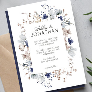 Invitation Élégant Rustique moderne Mariage Fleur sauvage