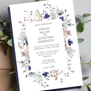 Invitation Élégant Rustique moderne Mariage Fleur sauvage