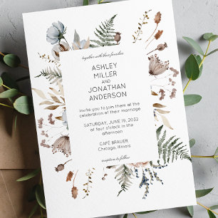 Invitation Élégant Rustique moderne Mariage Fleur sauvage