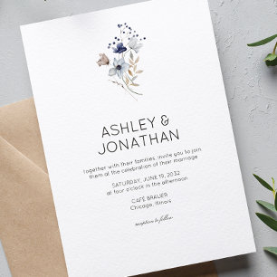 Invitation Élégant Rustique moderne Mariage Fleur sauvage