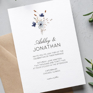 Invitation Élégant Rustique moderne Mariage Fleur sauvage