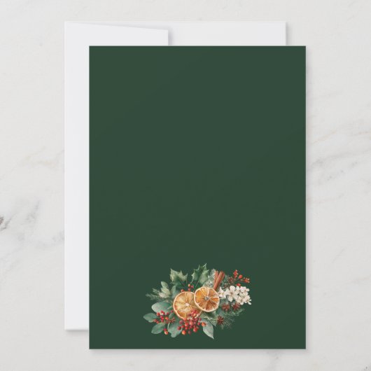Invitation Élégant Rustique Orange Pine Noël Parti Vert (Dos)
